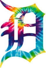 Detroit Tigers rainbow spiral tie-dye logo heat sticker
