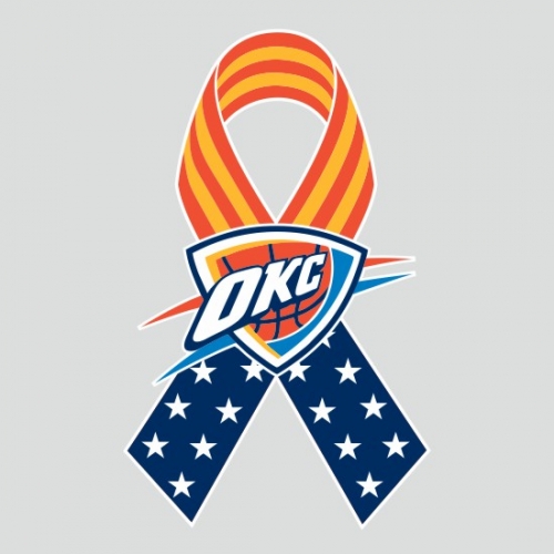 Oklahoma City Thunder Ribbon American Flag logo heat sticker