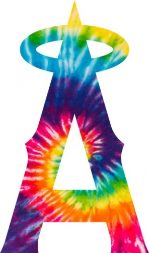 Los Angeles Angels of Anaheim rainbow spiral tie-dye logo heat sticker