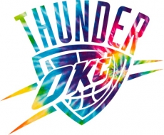 Oklahoma City Thunder rainbow spiral tie-dye logo heat sticker